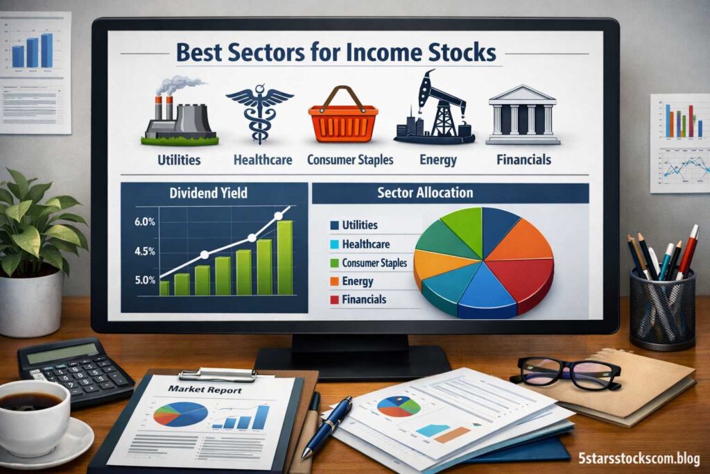 best sectors for income stocks dividend investing industries concept
