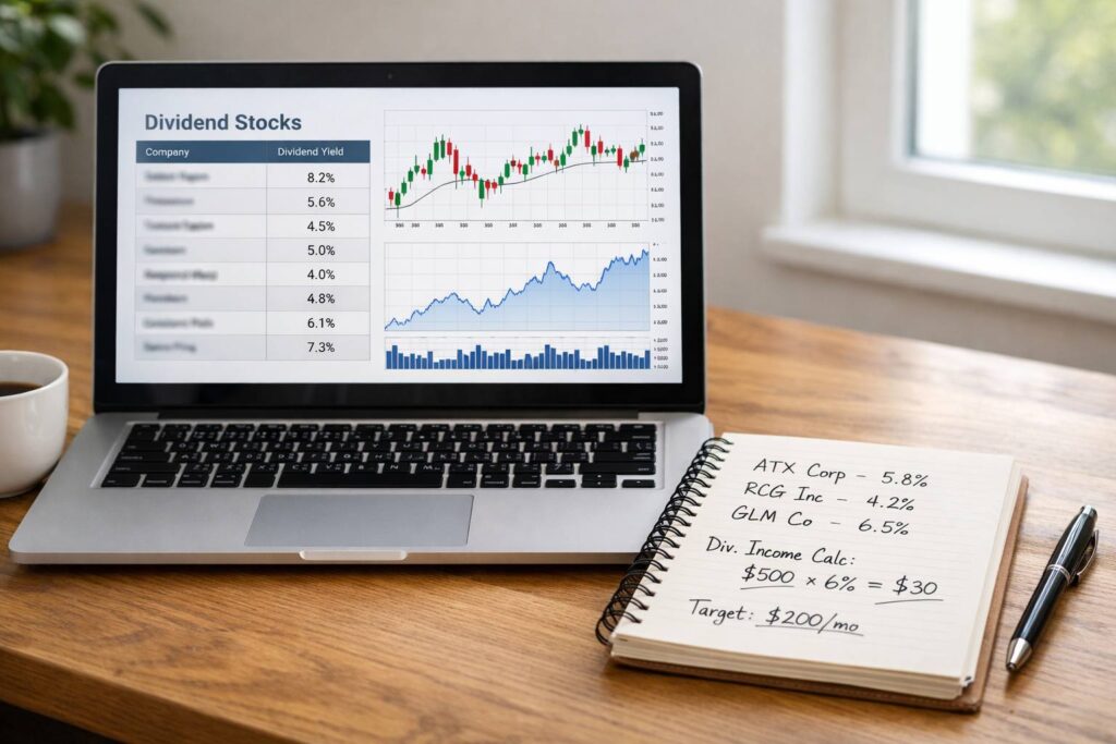 top dividend stocks 2026 list and analysis workspace