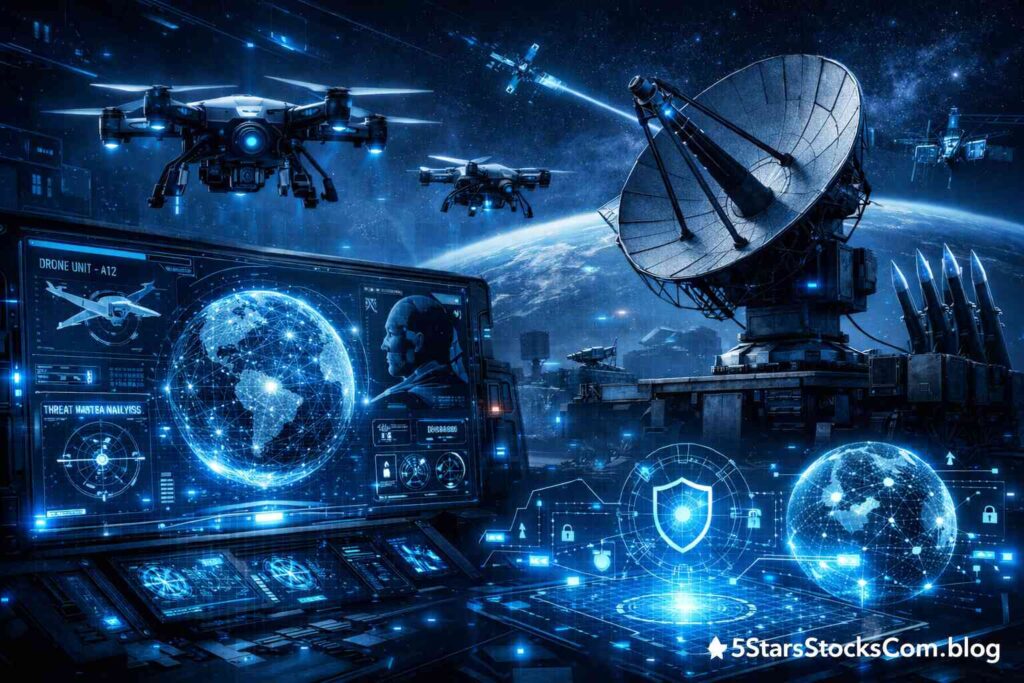 future defense technology including drones satellites and AI military systems